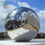 Stainless Steel Moon Sculpture Garden Large Circular Abstract Waterscape
