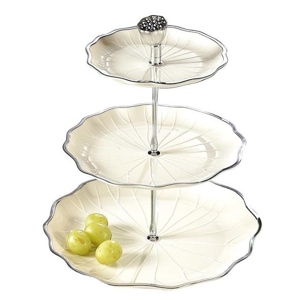 Trendy 10-Inch 3-Layer Ceramic Plate Modern Dessert Stand for Valentine's Day