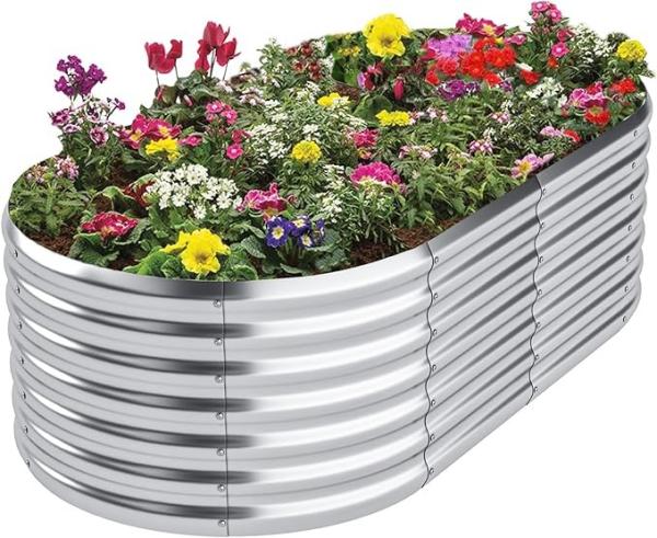Galvanized Raised Garden Bed Gardening Planting Bed 6*3*2 Ft Oval Metal Garden