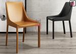 Upholstered Tanned Leather Saddle Leather Chair Hotel Usage With Mini Armrest