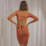 Hollow Back Bow Tie Long Sleeve V Neck Bodycon Dress