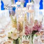 ZT-007T Set long stemmed glass vase floating candle glass holder for Wedding