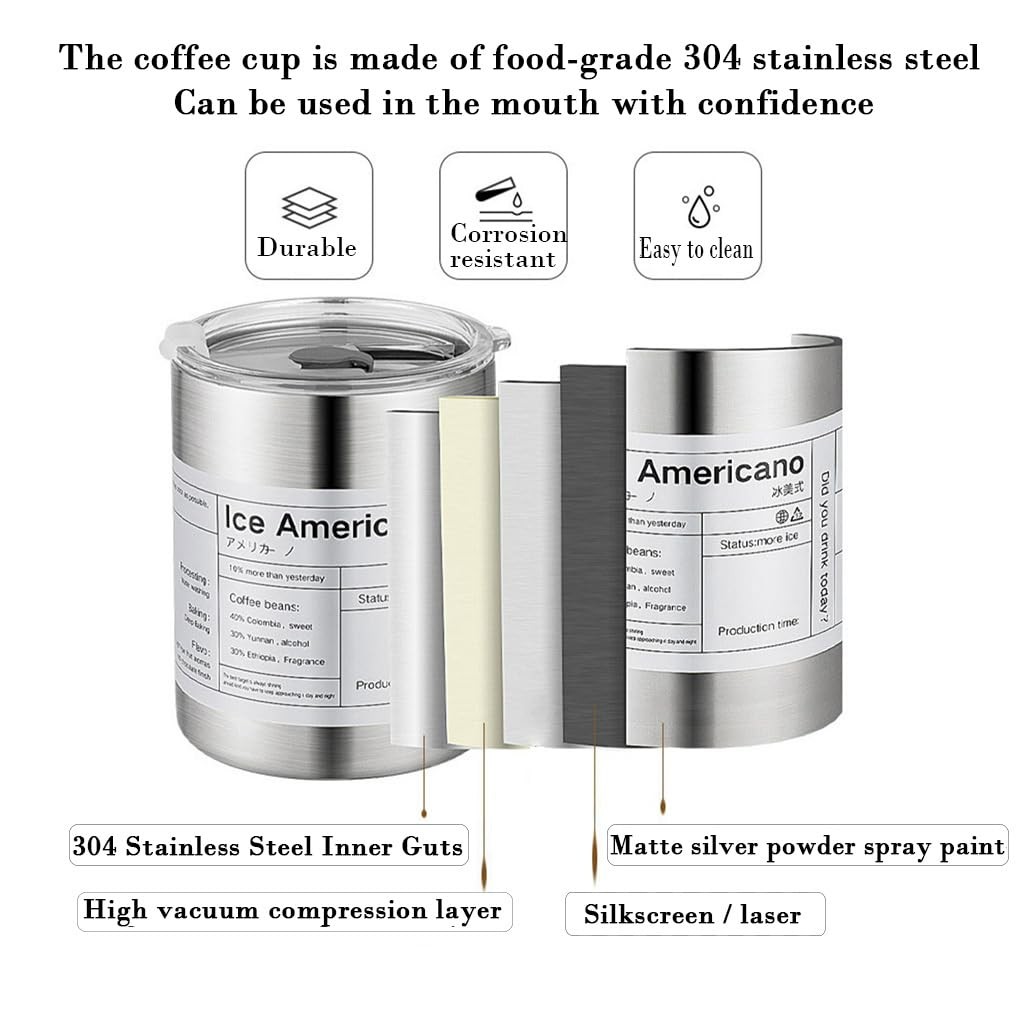 20OZ Insulation And Cooling Ice Cream Cup , Simple Office Portable Car Straw Water Cup , Vacuum Double-Layer 304 Stainless Steel Cold And Hot Drink