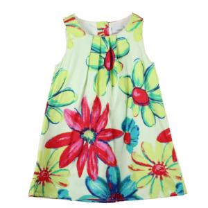Wholesale girl dress with print flower , 100% cotton 4-14T from china suppliers
