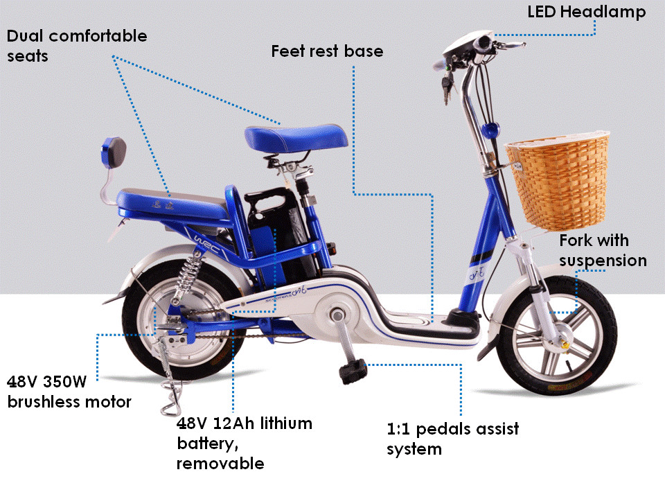 14" 30km/H 48V Battery Assisted Pedal Cycles With LED Headlamp