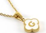 13*13MM 18K Gold Plated Stainless Steel Four-leaf Clover Letter Pendants