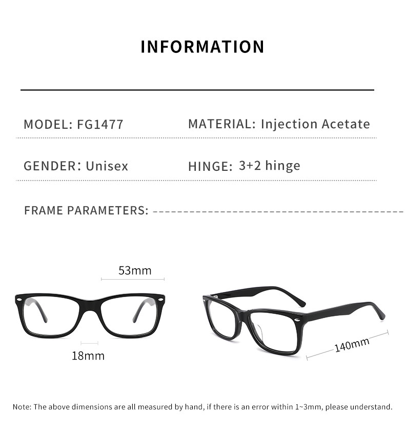 Square Non Prescription Acetate Frame Glasses Clear Lenses For Men Women