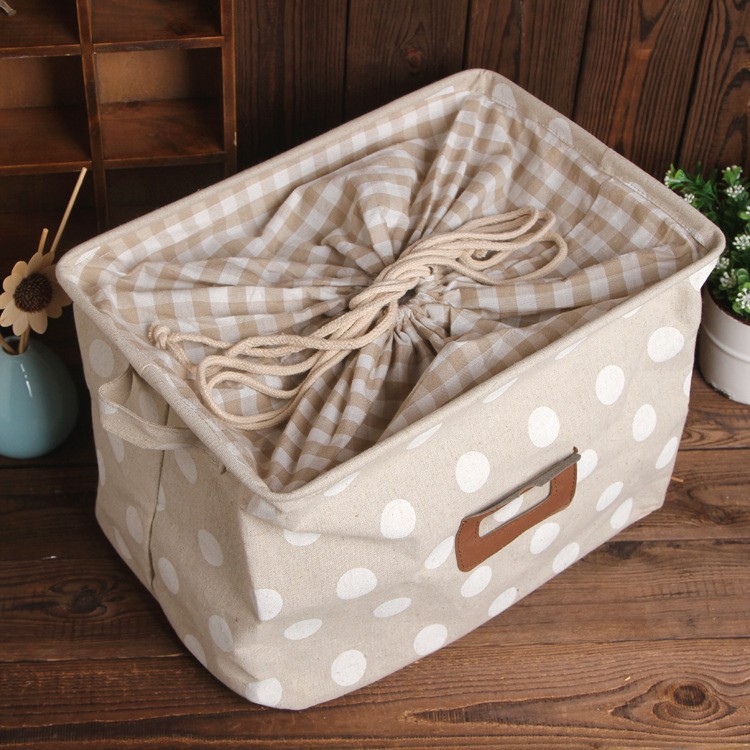 Cotton Linen Portable Square Dirty Cloth Storage Bag Hamper Eco Friendly