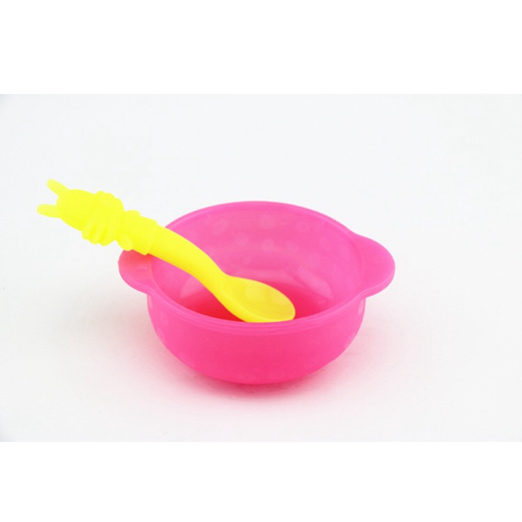 Great Function Fancy Design Newborns Baby Shower Gift Silicone Suction Rice Soup Bowl Baby Feeding Spoons Set