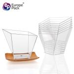 Transparent disposable 2oz plastic dessert cups with irregular shape
