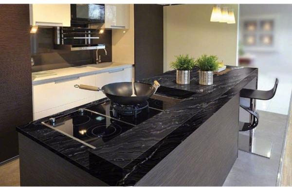 Quality Granite Countertops In Kitchen , Agatha Black Granite Countertop Polish Finished for sale