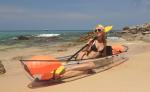 2 Seats Plastic Transparent Paddle Fishing Rowing Boats 338*93*35cm