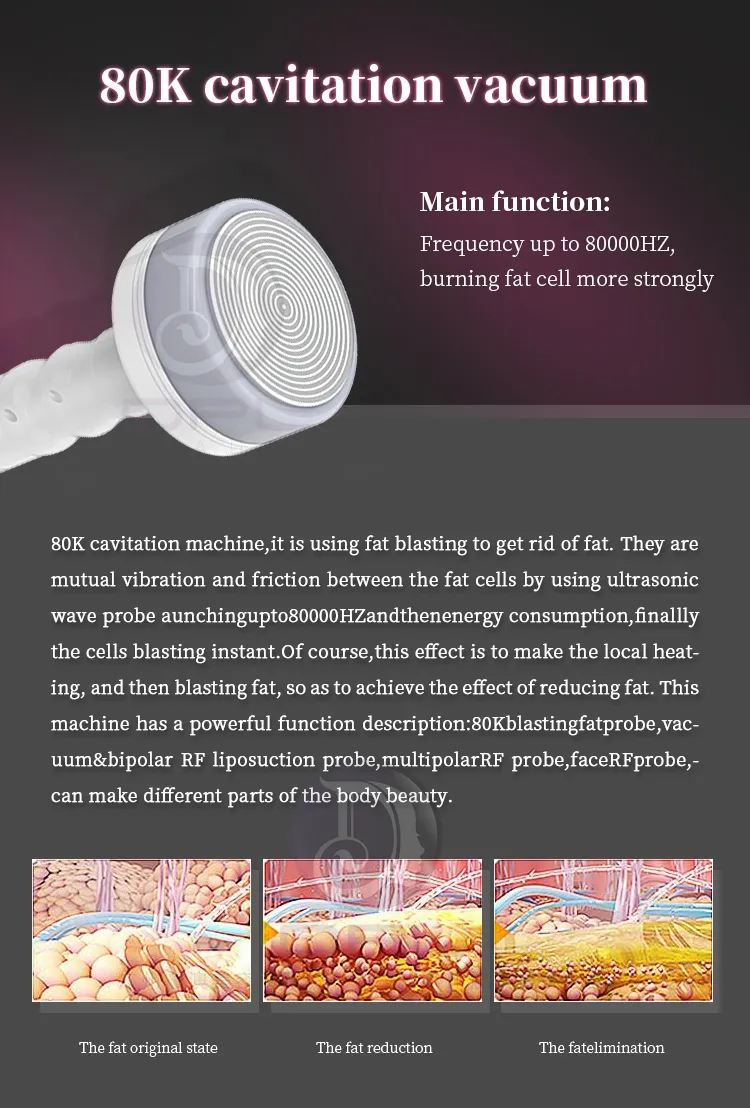 AS85 5MHZ Vacuum Cavitation Machine 80K 9 In 1 Ultrasonic Cavitation Machine