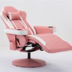 Gaming Chair With Cup Holder Pink Racing Style Leather Ergonomic Seat Swivel