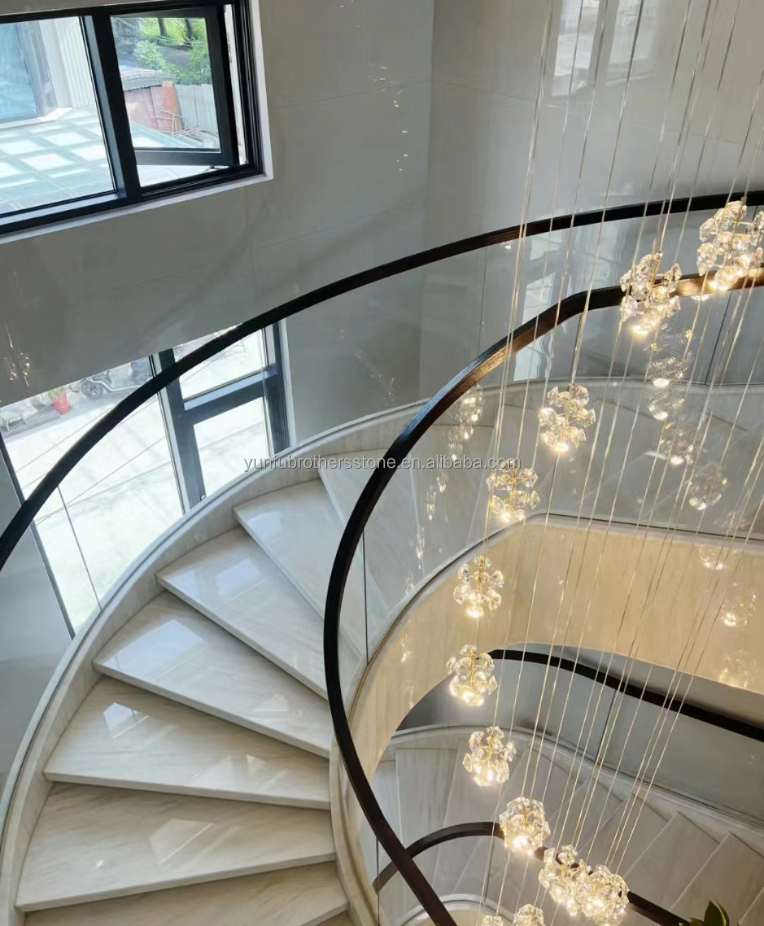 Foshan Custom Modern Honed Marble Big Slab Cut-to-Size Stairs for Home Interior Design
