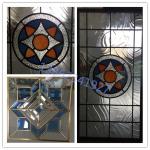650MM 35CM Stained Diamond Leaded Glass Cabinet Windows Satin Nickel