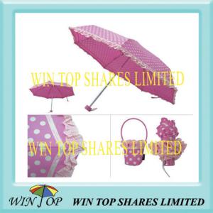 Wholesale 19.5&quot; 5 Fold Printed Umbrella with Lace from china suppliers