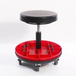 Car Repairing Worker Ergonomic Work Chair PU Leather Seat With Round Tools Box