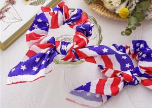 China USA national Flag printed large scrunchies Europe American lady hair ribbons accessories wholesale OEM picture on sale
