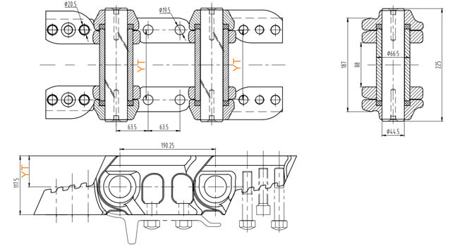 HRC56 35MnBH 39L Bulldozer Oil Track Chain Link