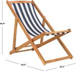 Outdoor Patio Adjustable Wood Chaise Lounge Recliner | Textilene Lounge Chair |