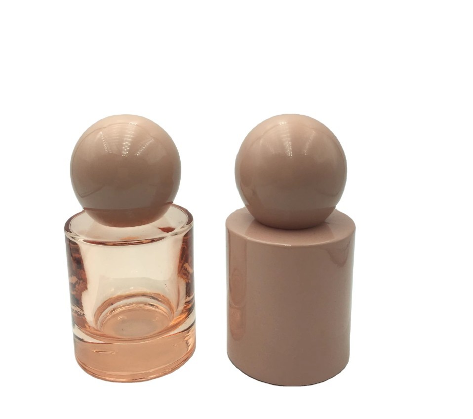 Custom 30ml & 50ml Luxury Glass Perfume Bottles Mist or Serum Pump Glass Bottle Round Ball Cap for Serum Product
