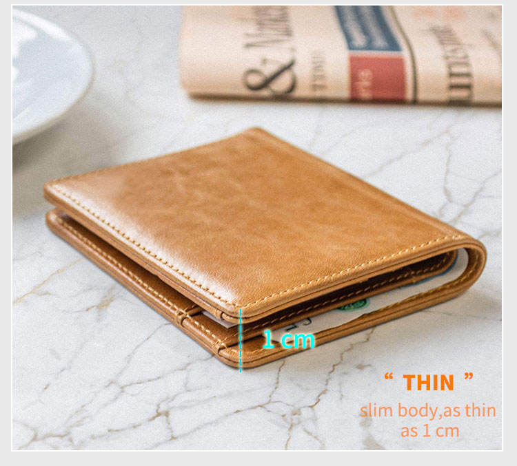 Minimalist Men's Genuine Leather Bifold Wallet with RFID Blocking of Custom Logo