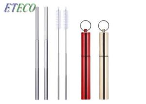 Wholesale Metal Keychain Case Telescopic Stainless Steel Straws Portable BPA Free from china suppliers