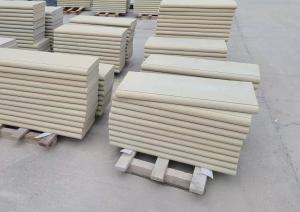China Bull Nose Beige Natural Sandstone Step Stone Round Edge For Outdoor Stair Steps on sale