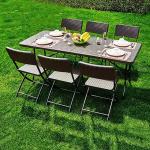Foldable Outdoor Banquet Table Portable Camping Furniture with Imitated Rattan