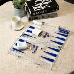Custom Logo White Backgammon Cup Chips Professional Navy Luxury Backgammon