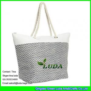 Wholesale LUDA neutical black white striped woven straw fashion tote shoulder purse from china suppliers