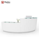 High Gloss Painting Glass Top Reception Desk For Meeting Room Furniture