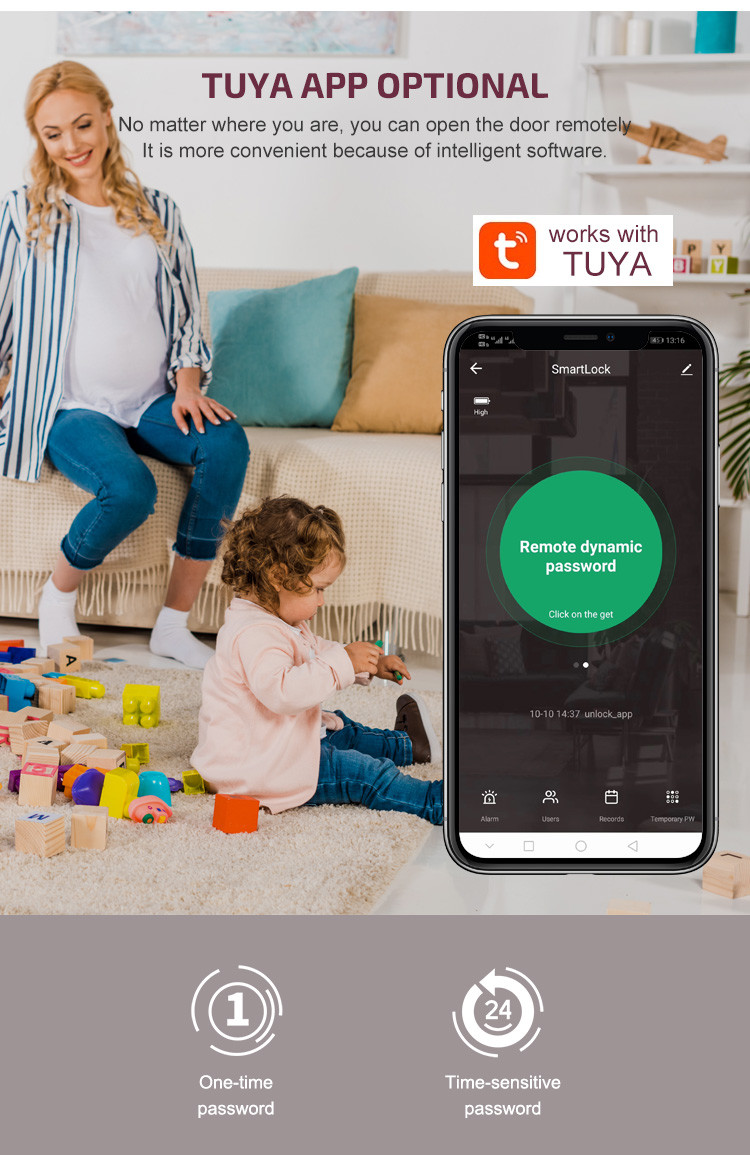 Electric Tuya APP Smart Wifi Door Lock Digital Biometric Fingerprint Door Lock