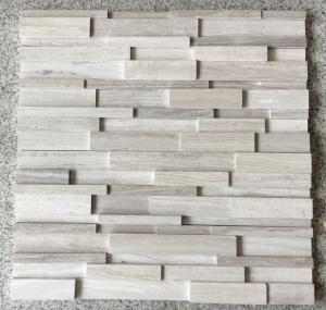 China White Wooden Marble 3D Culture Stone,White Serpeggiante Marble Ledgestone,Chenille White Marble Stacked stone,Wall Panel on sale