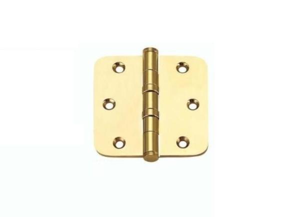Pure Brass Flat Cabinet Door Hinges With Round Corner And Ball Bearing 3"/4