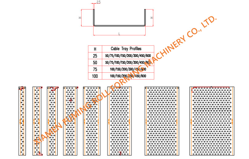 22KW Cable Tray Roll Forming Machine Hydraulic Cutting Method