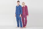 Lovers Pyjamas Cotton Yarn Dyed Check Flannel Long Sleeve Long Pants Satin