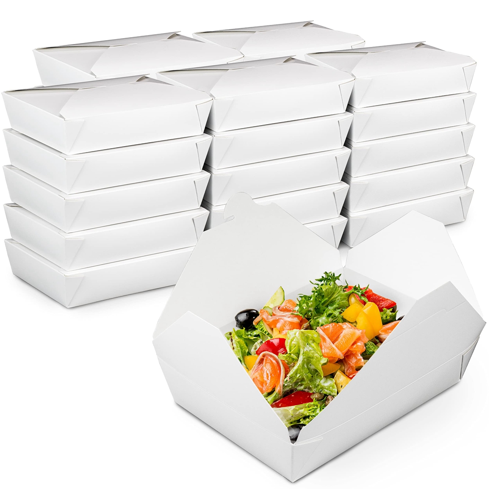 Disposable Salad Packaging Food Containers Kraft Paper Box for Fast Foods and Takeaway