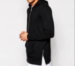 High quality american size black cotton french terry fashion long side zipper