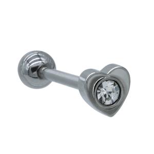 Wholesale Love Heart 316 Stainless Steel Barbell Tongue Ring Piercing Jewelry 16mm 14G from china suppliers