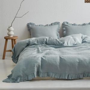 Wholesale 100TC Washed French Linen Duvet Cover Set Sustainable Anti Bacteria from china suppliers