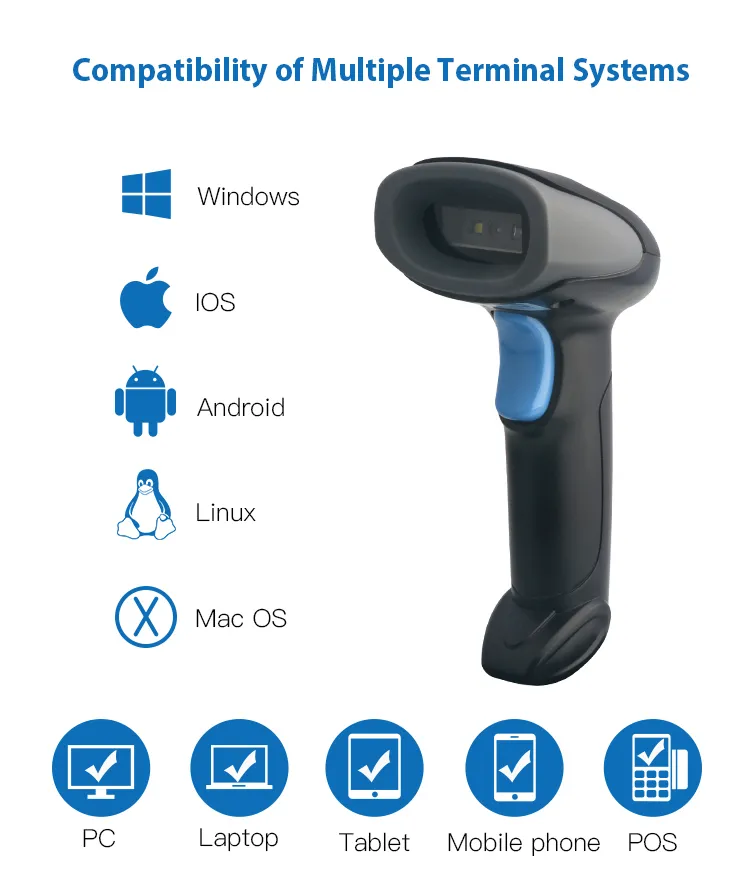 1d Cdd Handheld Wired Barcode Scanner USB RS232 Interface Mobile Payment Scanner