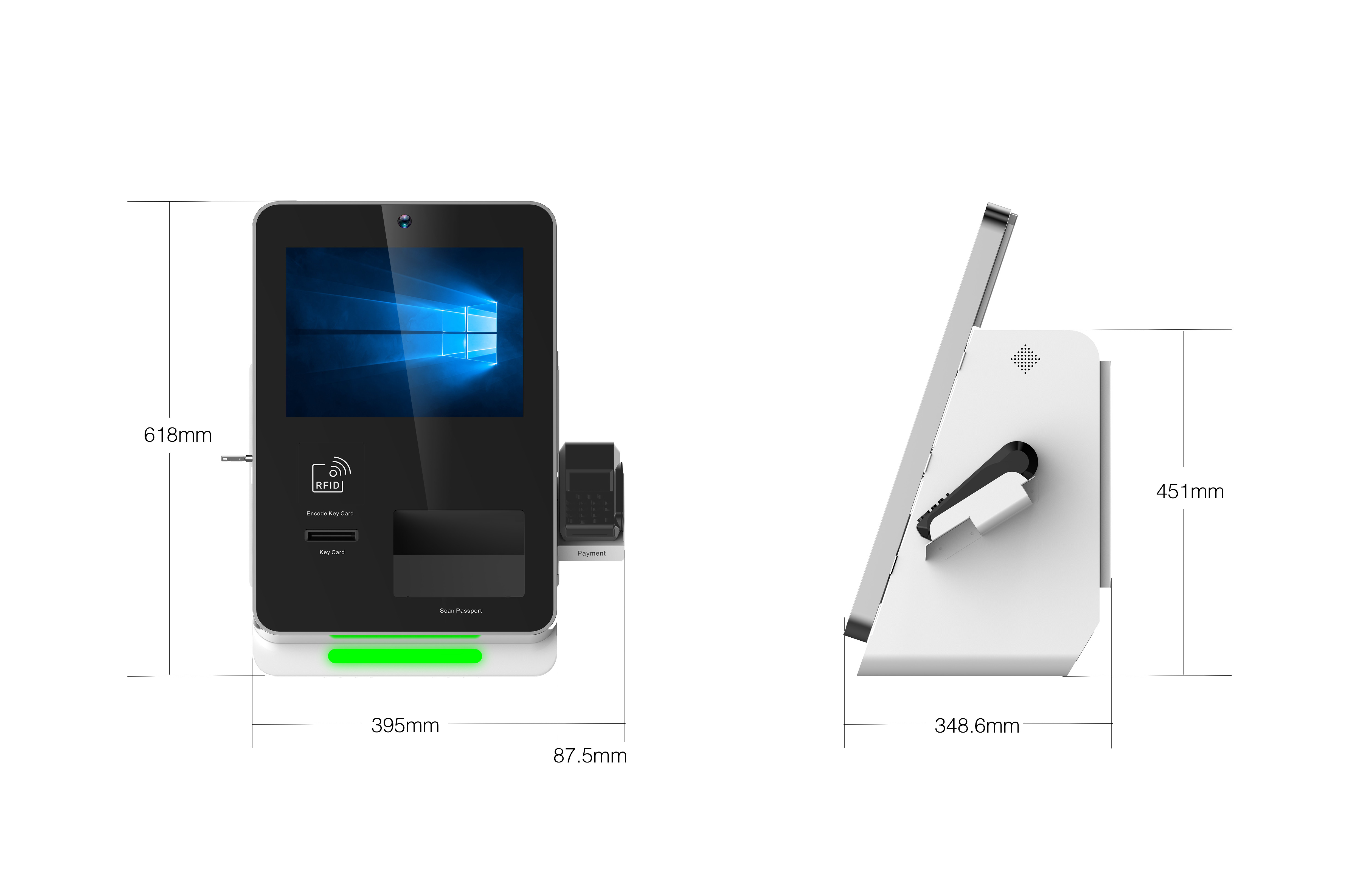 15inch Hotel Self Service Kiosk Key Card Encoder Face Recognition
