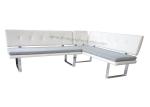 PVC Uphostered Living Room Sofa Bench Set With Removeable Fabric Cushion