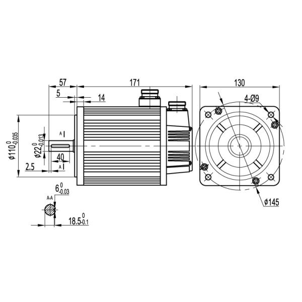 1300W peak torque servo ac motor 15N•m 2500rpm Speed 220V 5A