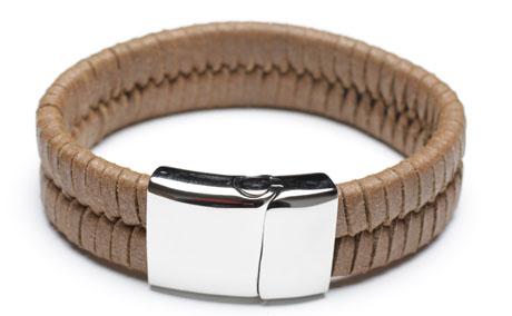 Leather Bracelet, Stainless Steel Clasp, 8 Inches