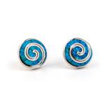 925 With Sterling Silver Natural Greek Key Blue Opal Dangle Crystal Earrings For