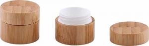 China Environmental Cosmetic Cream Containers Frosted Glass With Bamboo Wooden Lid on sale