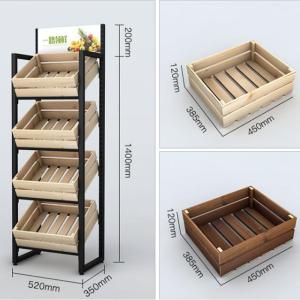 Wholesale Metal Multifunction Wooden Wine Fruit Vegetable Display Shelves For Grocery Shop from china suppliers